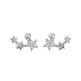 925 Silver Star Zircon Stud Earrings Women Teen Party Piercing Jewelry