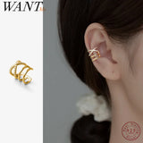 925 Silver Cross Ear Clip Line Earrings for Women