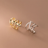 925 Silver Cross Ear Clip Line Earrings for Women