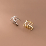 925 Silver Cross Ear Clip Line Earrings for Women