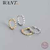 925 Silver Crystal Zircon Earrings Bohemian Ear Buckle Party Jewelry