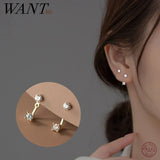 925 Silver Zircon Stud Earrings for Women, Teen Daily Wear Jewelry