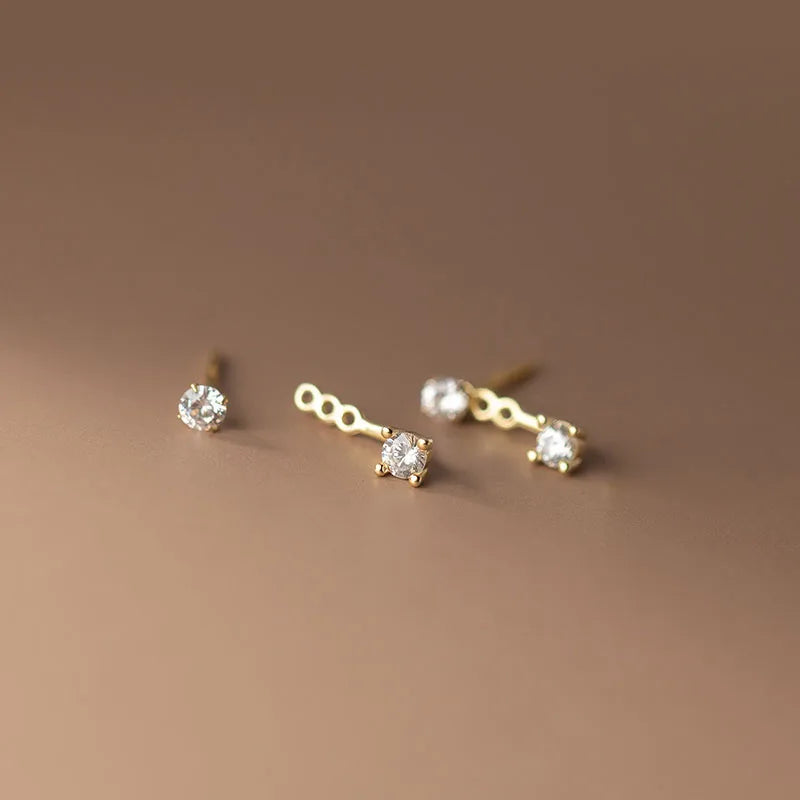 925 Silver Zircon Stud Earrings for Women, Teen Daily Wear Jewelry