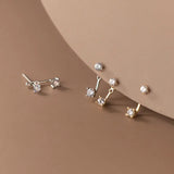 925 Silver Zircon Stud Earrings for Women, Teen Daily Wear Jewelry
