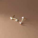 925 Silver Zircon Stud Earrings for Women, Teen Daily Wear Jewelry