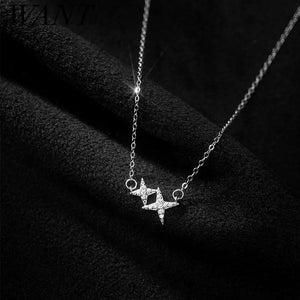 925 Silver Star Pendant Necklace for Women Wedding