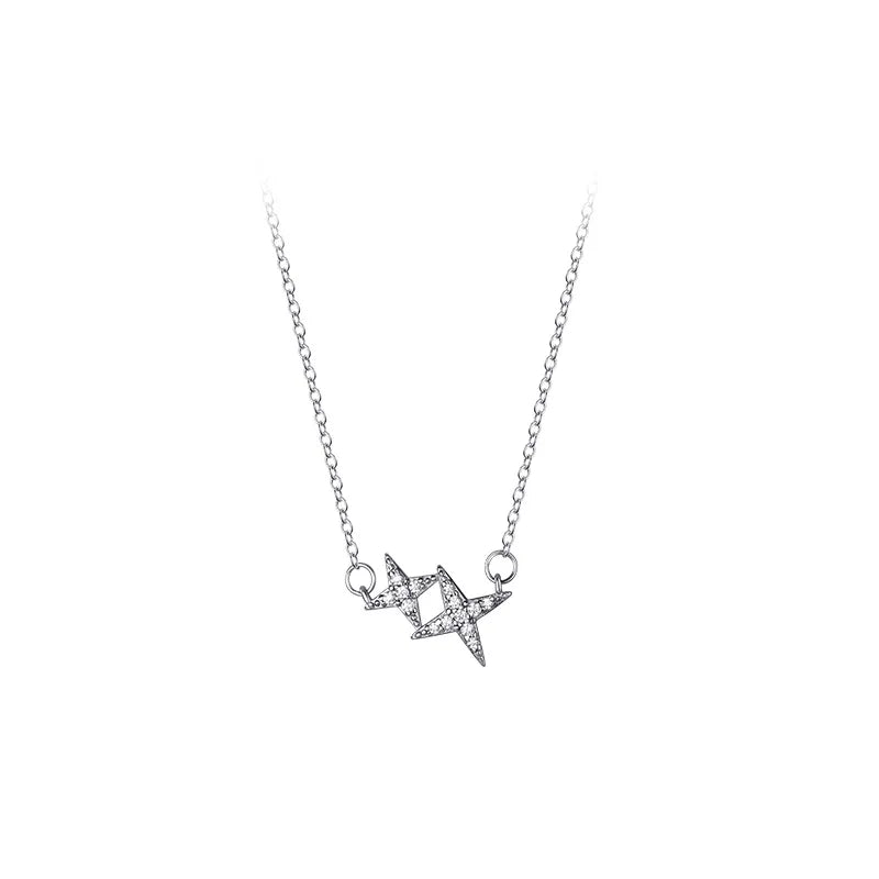 925 Silver Star Pendant Necklace for Women Wedding