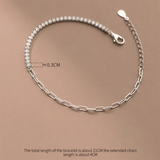 925 Silver Zircon Link Charm Bracelet Wedding Party Jewelry