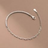 925 Silver Zircon Link Charm Bracelet Wedding Party Jewelry