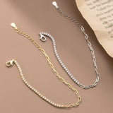 925 Silver Zircon Link Charm Bracelet Wedding Party Jewelry