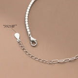 925 Silver Zircon Link Charm Bracelet Wedding Party Jewelry
