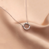 925 Silver Zircon Geometric Circle Twist Pendant Necklace for Women