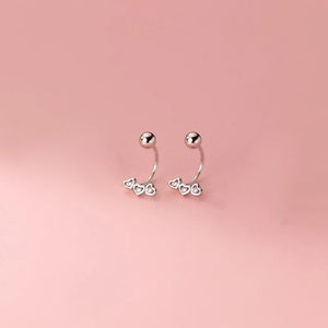 925 Silver Zircon Heart Rotating Beads Earrings