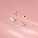 925 Silver Zircon Heart Rotating Beads Earrings