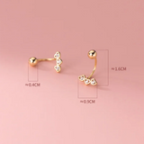 925 Silver Zircon Heart Rotating Beads Earrings