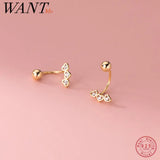 925 Silver Zircon Heart Rotating Beads Earrings