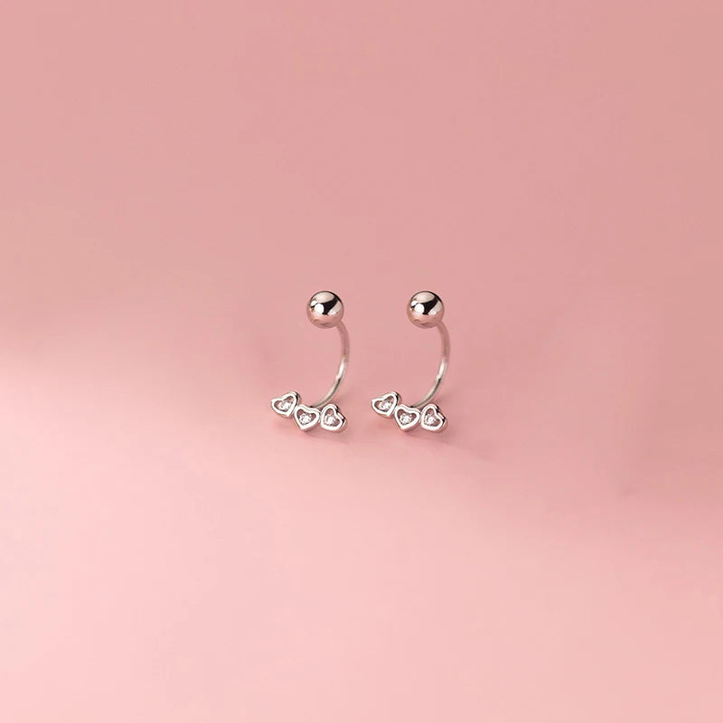 925 Silver Zircon Heart Rotating Beads Earrings