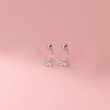 925 Silver Zircon Heart Rotating Beads Earrings