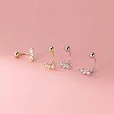 925 Silver Zircon Heart Rotating Beads Earrings