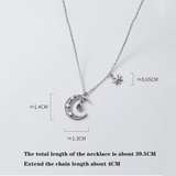 925 Silver Zircon Moon Light Star Pendant Necklace Women Jewelry