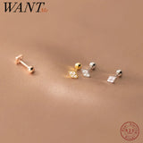 925 Silver Zircon Beads Small Stud Earrings for Women