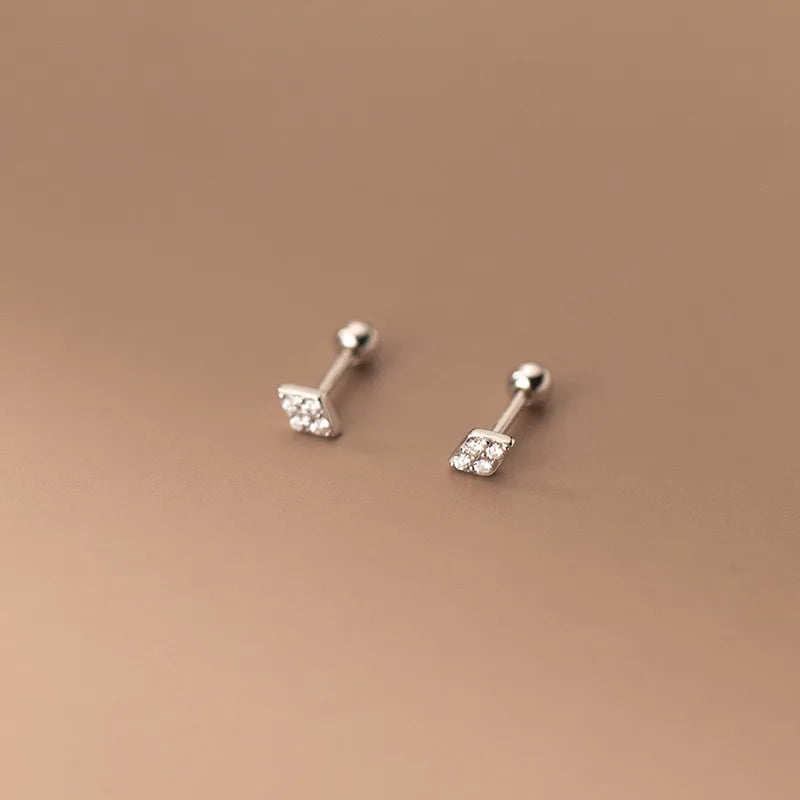 925 Silver Zircon Beads Small Stud Earrings for Women