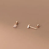 925 Silver Zircon Beads Small Stud Earrings for Women