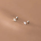 925 Silver Zircon Beads Small Stud Earrings for Women