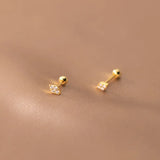 925 Silver Zircon Beads Small Stud Earrings for Women
