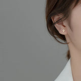 925 Silver CZ Cross Flower Stud Earrings for Women