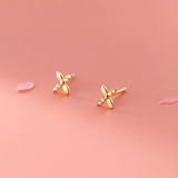925 Silver CZ Cross Flower Stud Earrings for Women