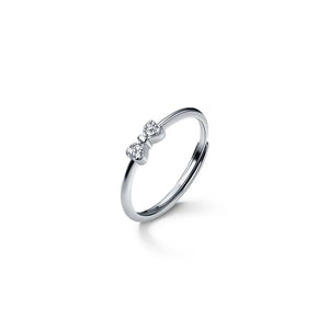 925 Silver Bow Zircon Adjustable Ring for Women Teen Birthday Party
