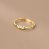 925 Silver Bow Zircon Adjustable Ring for Women Teen Birthday Party