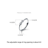 925 Silver Bow Zircon Adjustable Ring for Women Teen Birthday Party