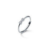 925 Silver Bow Zircon Adjustable Ring for Women Teen Birthday Party