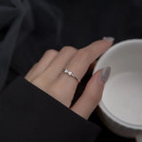 925 Silver Bow Zircon Adjustable Ring for Women Teen Birthday Party