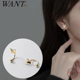 925 Silver Butterfly Thread Bead Stud Earrings Gift
