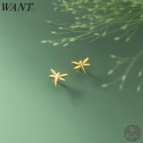 925 Silver Dragonfly Stud Earrings for Women