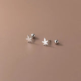 925 Silver Maple Leaf Stud Earrings for Students