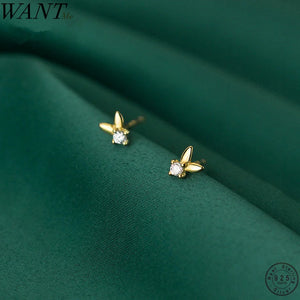 925 Sterling Silver Rabbit Mini Small Stud Earrings Baby Student Party Jewelry