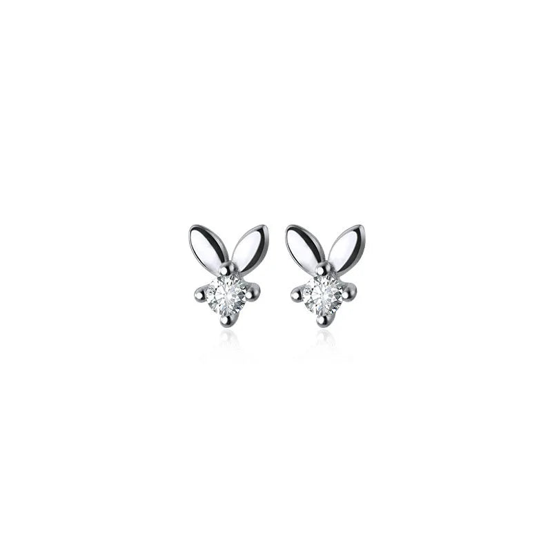 925 Sterling Silver Rabbit Mini Small Stud Earrings Baby Student Party Jewelry