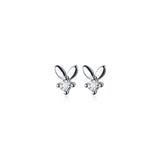 925 Sterling Silver Rabbit Mini Small Stud Earrings Baby Student Party Jewelry