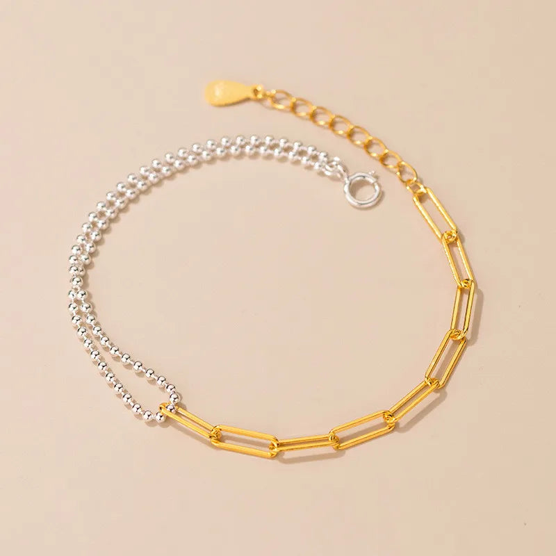 Sterling Silver Cuban Link Chain Charm Bracelet for Women