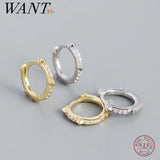 925 Silver Zircon Rivet HHop Earrings for Women Punk Hip Hop Piercing