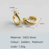 925 Silver Unique Snake Ear Buckle Earrings for Women Circle Goth Party