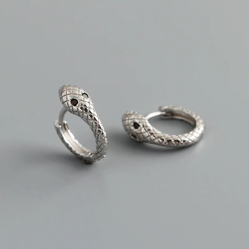 925 Silver Unique Snake Ear Buckle Earrings for Women Circle Goth Party
