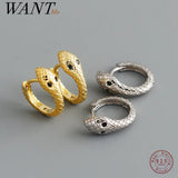 925 Silver Unique Snake Ear Buckle Earrings for Women Circle Goth Party