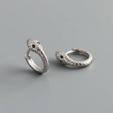 925 Silver Unique Snake Ear Buckle Earrings for Women Circle Goth Party