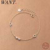 925 Silver Bowknot Charm Bracelet Romantic Butterfly Jewelry
