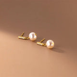 925 Silver CZ Tassel Baroque Pearl Stud Earrings